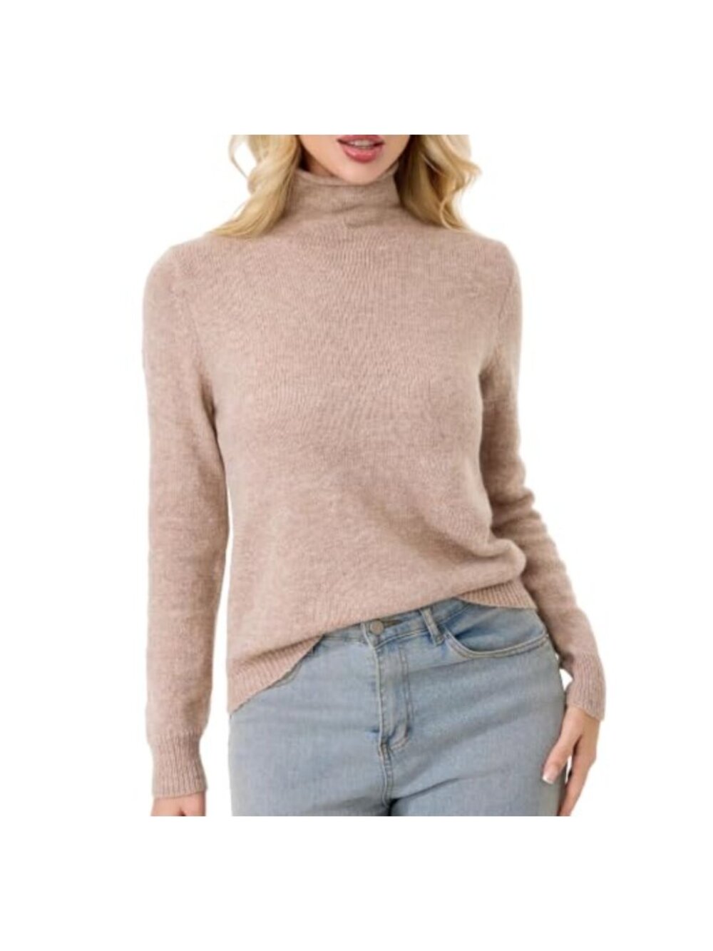 Wool Blend Turtleneck Pullover Sweater Long Sleeve Fall Winter Casual
